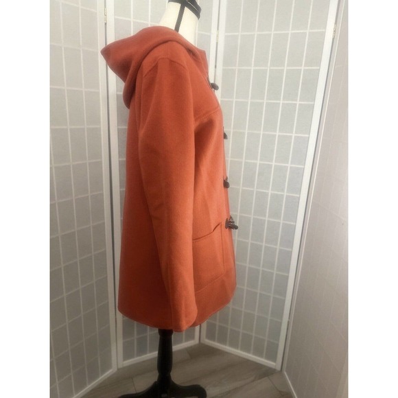 $200 J JILL BURNT ORANGE HOODED WINTER COAT TOGGLE CLOSURE WOOL BLEND SIZE SMALL - Picture 9 of 16